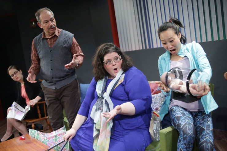 Lauren Ramadei, Gilbert Cruz, Kelli Lynn Harrison, and Susan Hyon in Ensemble Studio Theatre's production of BUMP - Photo by Gerry Goodstein_preview